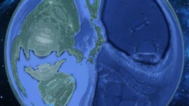 Basit yakınlaştırma uzaydan Dünya'ya ve odak Japonya Takamatsu üzerinde