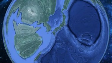 Basit yakınlaştırma uzaydan Dünya ve odak üzerinde Japonya Ozu