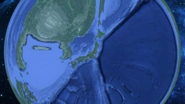 Basit yakınlaştırma uzaydan Dünya'ya ve odak Japonya Nagaoka üzerinde