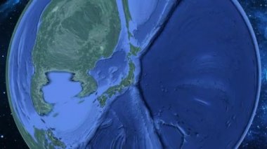 Basit yakınlaştırma uzaydan Dünya ve odak üzerinde Japonya Soma