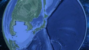Basit yakınlaştırma uzaydan Dünya'ya ve odak Japonya Koriyama üzerinde