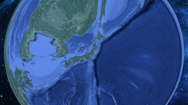 Basit yakınlaştırma uzaydan Dünya ve odak üzerinde Japonya Watari