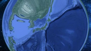 Basit yakınlaştırma uzaydan Dünya'ya ve odak Japonya Mount Chokai üzerinde