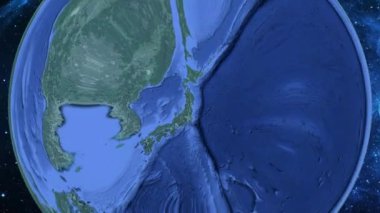 Basit yakınlaştırma uzaydan Dünya'ya ve odak Japonya Kurokawa üzerinde