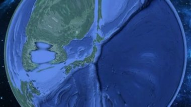 Basit yakınlaştırma uzaydan Dünya'ya ve odak Japonya Tome üzerinde