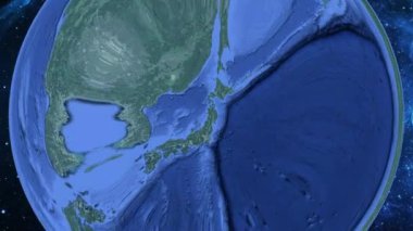 Basit yakınlaştırma uzaydan Dünya'ya ve odak Japonya Oga üzerinde