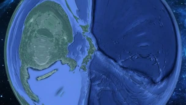 単純なズームで宇宙から地球 フォーカスを日本フジヤマ — ストック動画