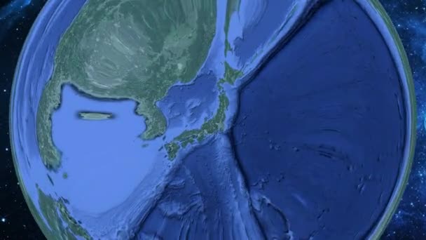 Jednoduché Přiblížení Vesmíru Zemi Zaměření Japonsko Kashiwazaki — Stock video
