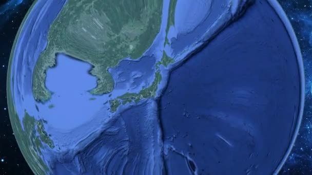 Basit Yakınlaştırma Uzaydan Dünya Odak Üzerinde Japonya Fukushima — Stok video