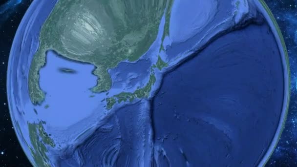 Einfaches Heranzoomen Vom Weltraum Zur Erde Und Fokussierung Auf Japanisches — Stockvideo
