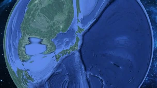 単純なズームで宇宙から地球 フォーカス日本石巻に — ストック動画
