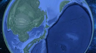 Basit yakınlaştırma uzaydan Dünya'ya ve odak Japonya KITAMI üzerinde