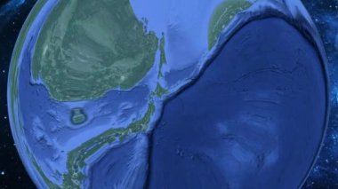 Basit yakınlaştırma uzaydan Dünya'ya ve odak Japonya Nemuro üzerinde