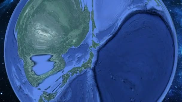 Einfaches Heranzoomen Vom Weltraum Zur Erde Und Fokus Auf Japanisches — Stockvideo