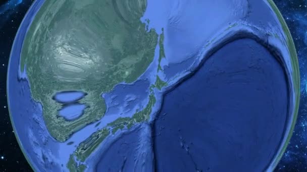 単純なズームで宇宙から地球 フォーカス日本小樽 — ストック動画