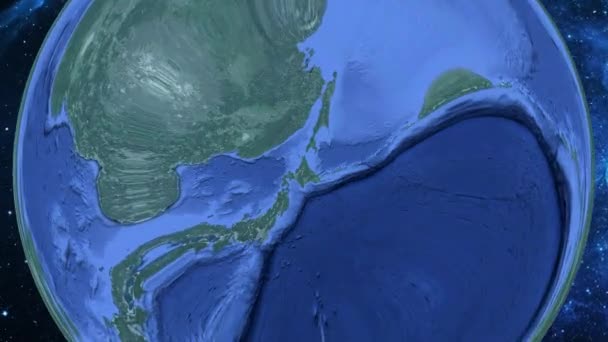単純な宇宙から地球 フォーカスにズームイン日本標 — ストック動画