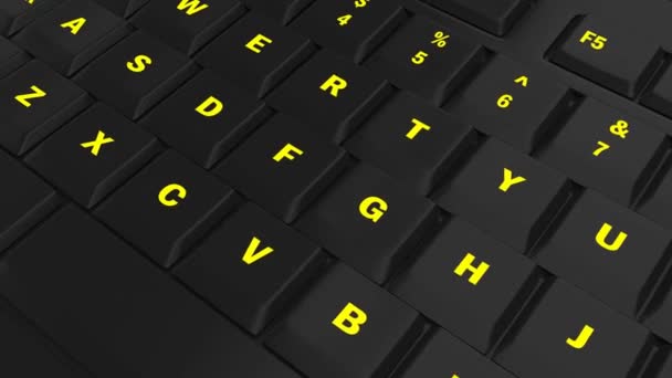 Pointing Camera Yellow Glowing Broadcast Key Black Computer Keyboard — Stock Video