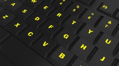 sarı parlak Ban anahtar üstünde siyah bilgisayar klavye üzerinde kamera işaret