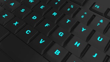 mavi parlak Risk anahtar üstünde siyah bilgisayar klavye üzerinde kamera işaret
