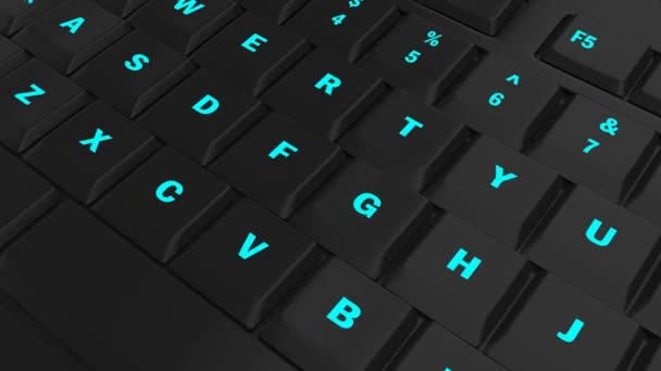 Caméra Survoler Clavier Noir Concentrer Sur Bouton Bleu Lumineux Envoyer — Video