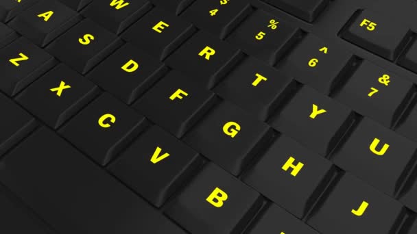 Camera Fly Black Keyboard Focus Yellow Glowing Ban Button Moment — Stock Video