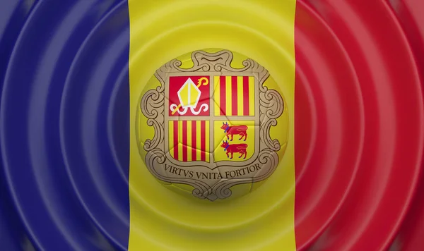 Andorra, soccer ball on a wavy background, complementing the composition in the form of a flag, 3d illustration