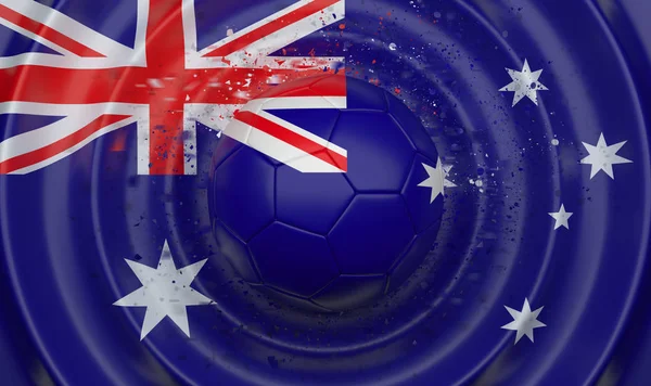 Australia Soccer Ball Wavy Background Complementing Composition Form Flag Illustration — Stock Photo, Image