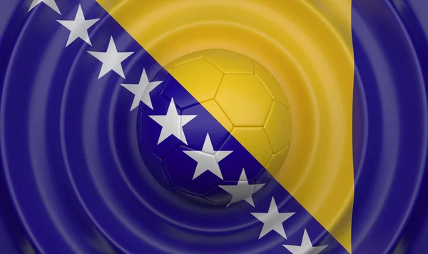 Bosznia Hercegovina Futball Labda Egy Hullámos Háttér Kiegészítve Egy Zászlót — Stock Fotó