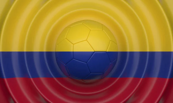哥伦比亚 足球在波浪形背景上 以旗子的形式补充构成 — 图库照片