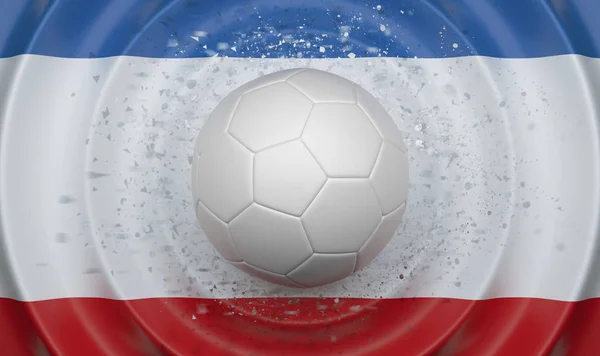 Crimea, soccer ball on a wavy background, complementing the composition in the form of a flag, 3d illustration