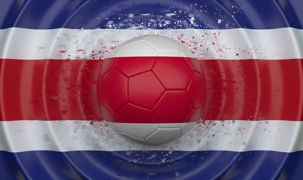 Costa Rica Futball Labda Egy Hullámos Háttér Kiegészítve Egy Zászlót — Stock Fotó