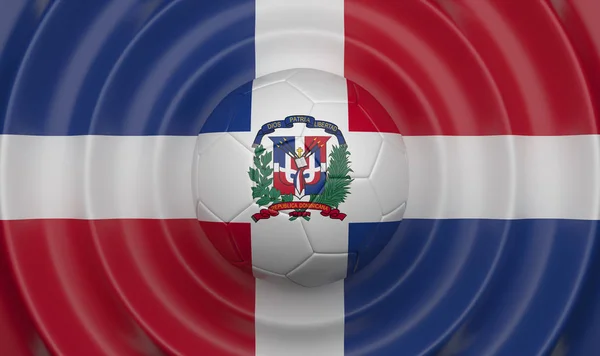 多米尼加共和国 足球在波浪形背景上 以国旗的形式补充组成 — 图库照片