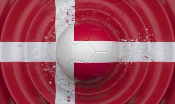 Dinamarca Pelota Fútbol Sobre Fondo Ondulado Complementando Composición Forma Bandera — Foto de Stock