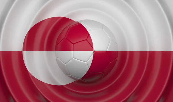 Grönland Futball Labda Egy Hullámos Háttér Kiegészítve Egy Zászlót Illusztráció — Stock Fotó