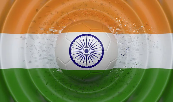 India Soccer Ball Wavy Background Complementing Composition Form Flag Illustration — Stock Photo, Image