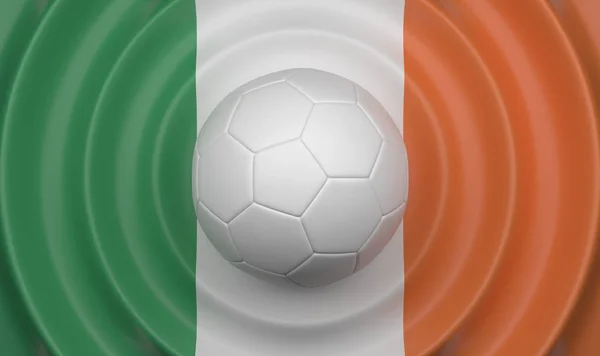 Irlanda Pelota Fútbol Sobre Fondo Ondulado Complementando Composición Forma Bandera —  Fotos de Stock