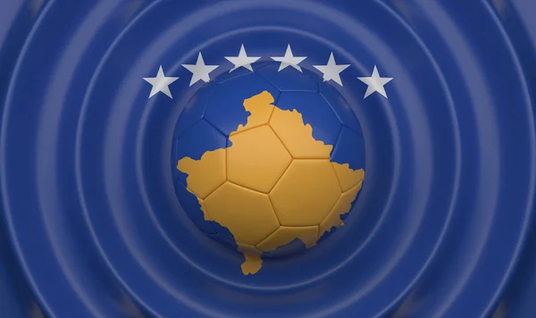 Koszovó Futball Labda Egy Hullámos Háttér Kiegészítve Egy Zászlót Illusztráció — Stock Fotó