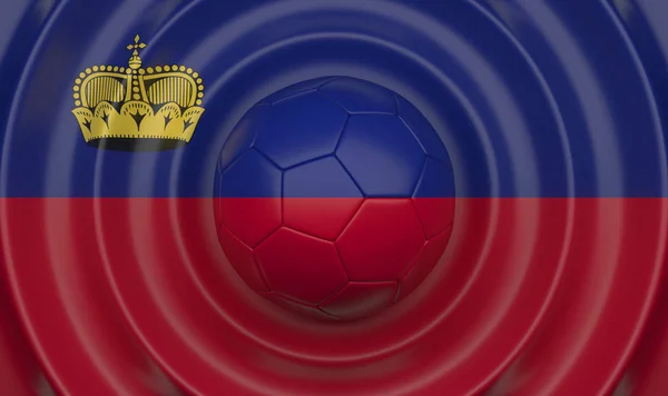 Liechtenstein Pelota Fútbol Sobre Fondo Ondulado Complementando Composición Forma Bandera — Foto de Stock