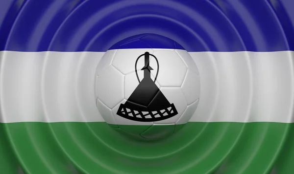 Lesotho Pelota Fútbol Sobre Fondo Ondulado Complementando Composición Forma Bandera —  Fotos de Stock