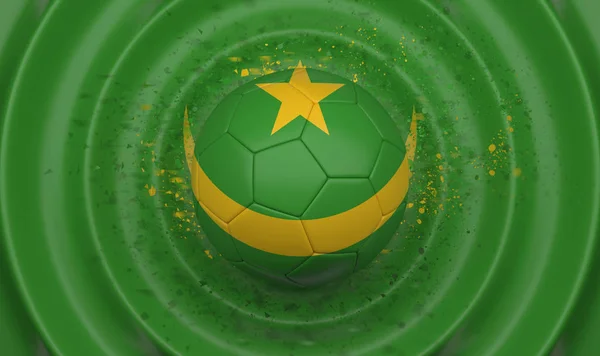 Mauritania Pelota Fútbol Sobre Fondo Ondulado Complementando Composición Forma Bandera —  Fotos de Stock