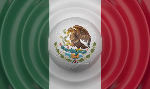 México Pelota Fútbol Sobre Fondo Ondulado Complementando Composición Forma Bandera — Foto de Stock