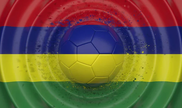 Mauritius Futball Labda Egy Hullámos Háttér Kiegészítve Egy Zászlót Illusztráció — Stock Fotó