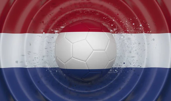 Hollandia Futball Labda Egy Hullámos Háttér Kiegészítve Egy Zászlót Illusztráció — Stock Fotó