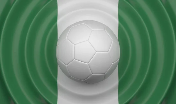 Nigeria Pelota Fútbol Sobre Fondo Ondulado Complementando Composición Forma Bandera —  Fotos de Stock
