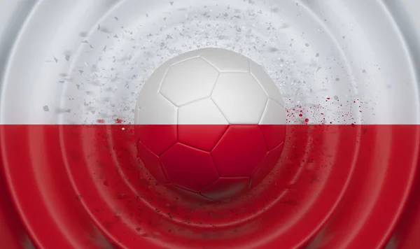 Poland, soccer ball on a wavy background, complementing the composition in the form of a flag, 3d illustration