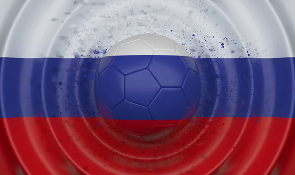 Russia, soccer ball on a wavy background, complementing the composition in the form of a flag, 3d illustration