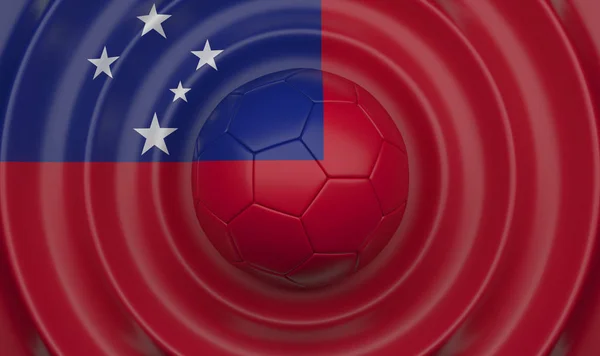 Samoa Pelota Fútbol Sobre Fondo Ondulado Complementando Composición Forma Bandera —  Fotos de Stock