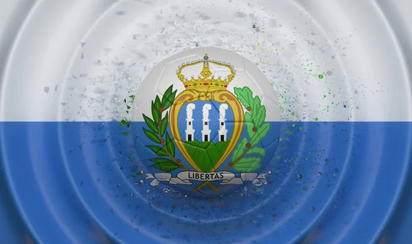 圣马力诺 足球在波浪形背景上 以旗子的形式补充构成 — 图库照片