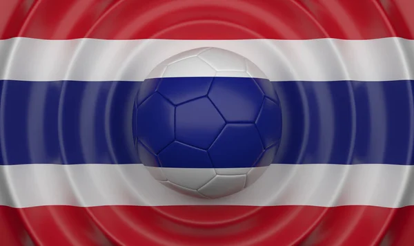 Tailandia Pelota Fútbol Sobre Fondo Ondulado Complementando Composición Forma Bandera — Foto de Stock