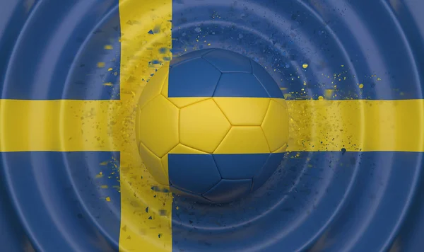 Svédország Futball Labda Egy Hullámos Háttér Kiegészítve Egy Zászlót Illusztráció — Stock Fotó